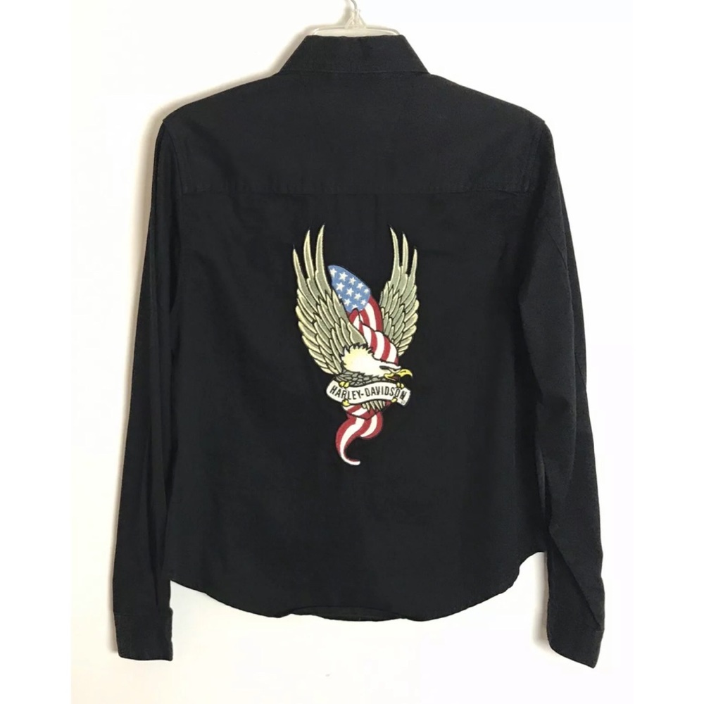 Vintage Harley Davidson Eagle Black Button Shirt